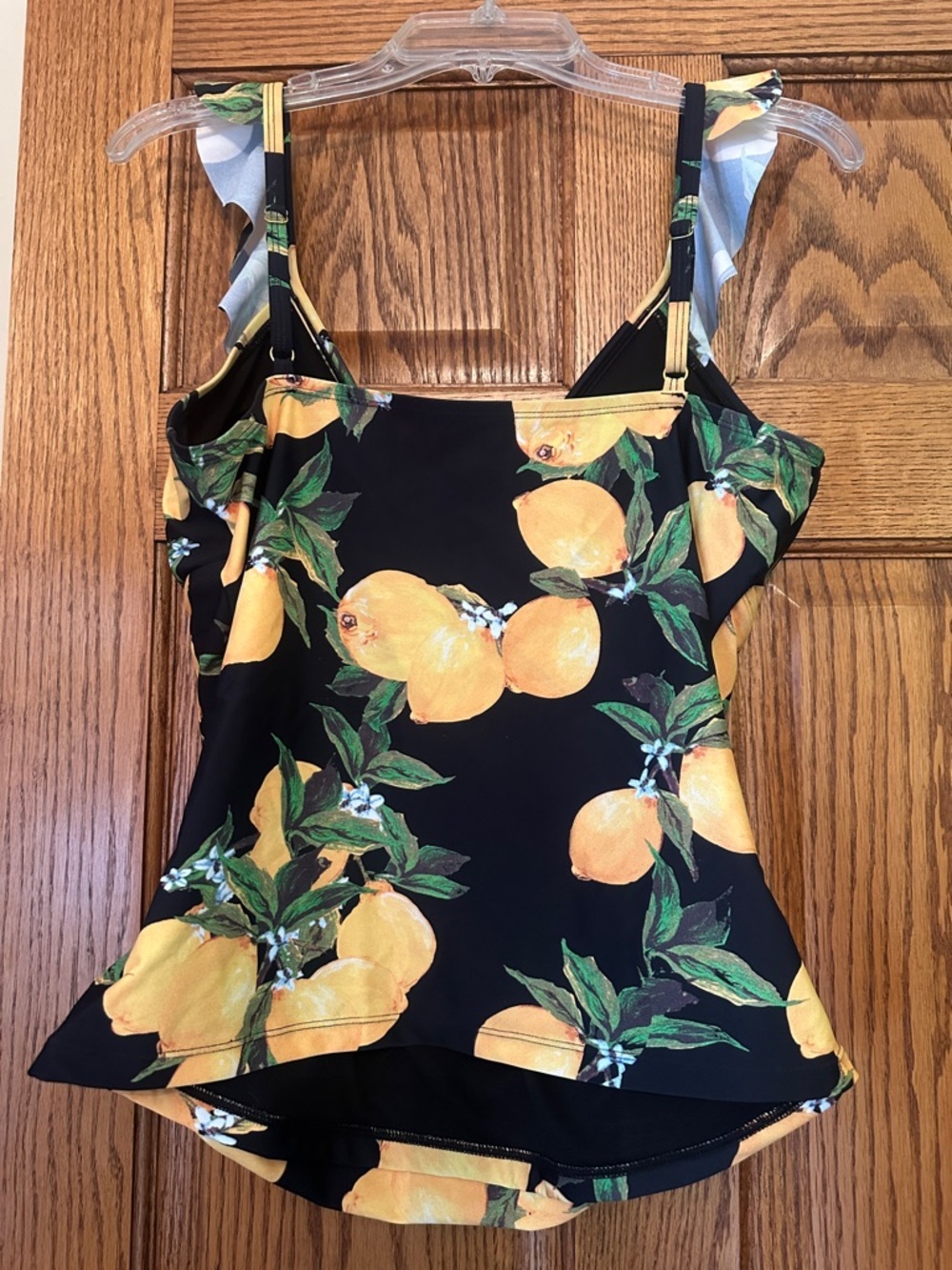 Black Lemon Print Ruffle Tankini - Picture 4 of 4
